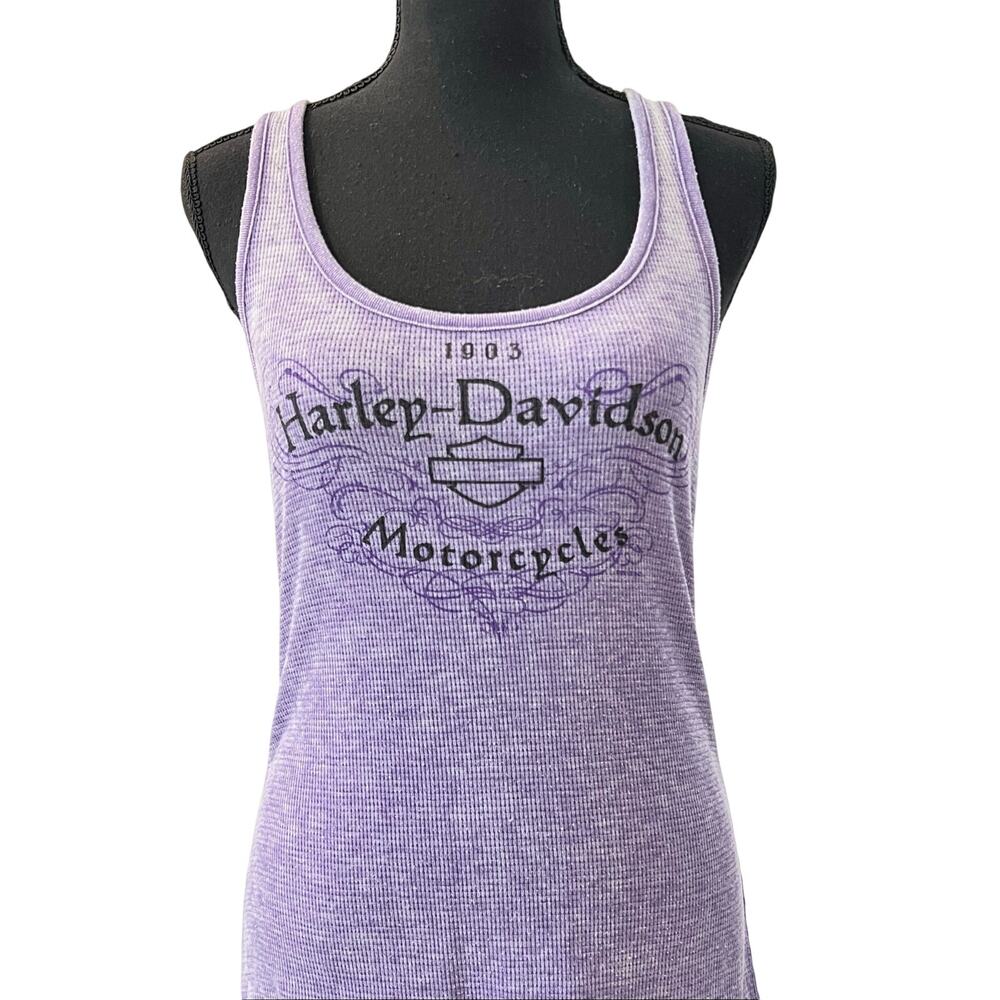 Harley Davidson Waffle Weave Racerback Tank Top Women's L Purple Motorcycle MO